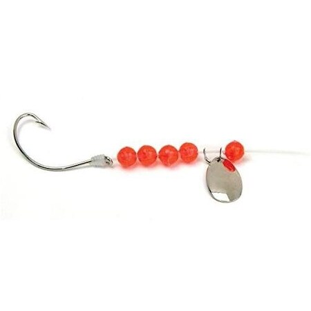Sea Striker Snelled Hooks 4Pk Sz10 Nickel Wide Gap, Red Beads, Nickel Spinner, 12 Leader, 4PK S503R-1/0